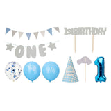 Set party decorations 1st birthday - blue boy, 9 pcs.