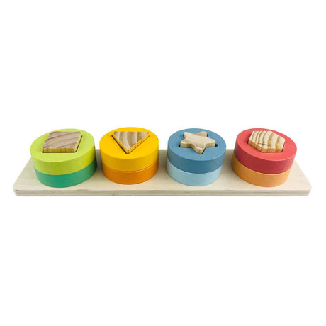 Houten stapelpuzzel met vormen, 9dlg.
