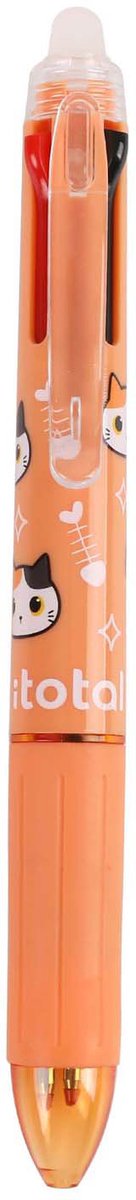 Itotal 4in1 erasable multicolor pen orange cat