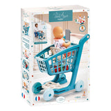 Ecoiffier vert azur filled shopping cart with baby doll - 8 pieces.
