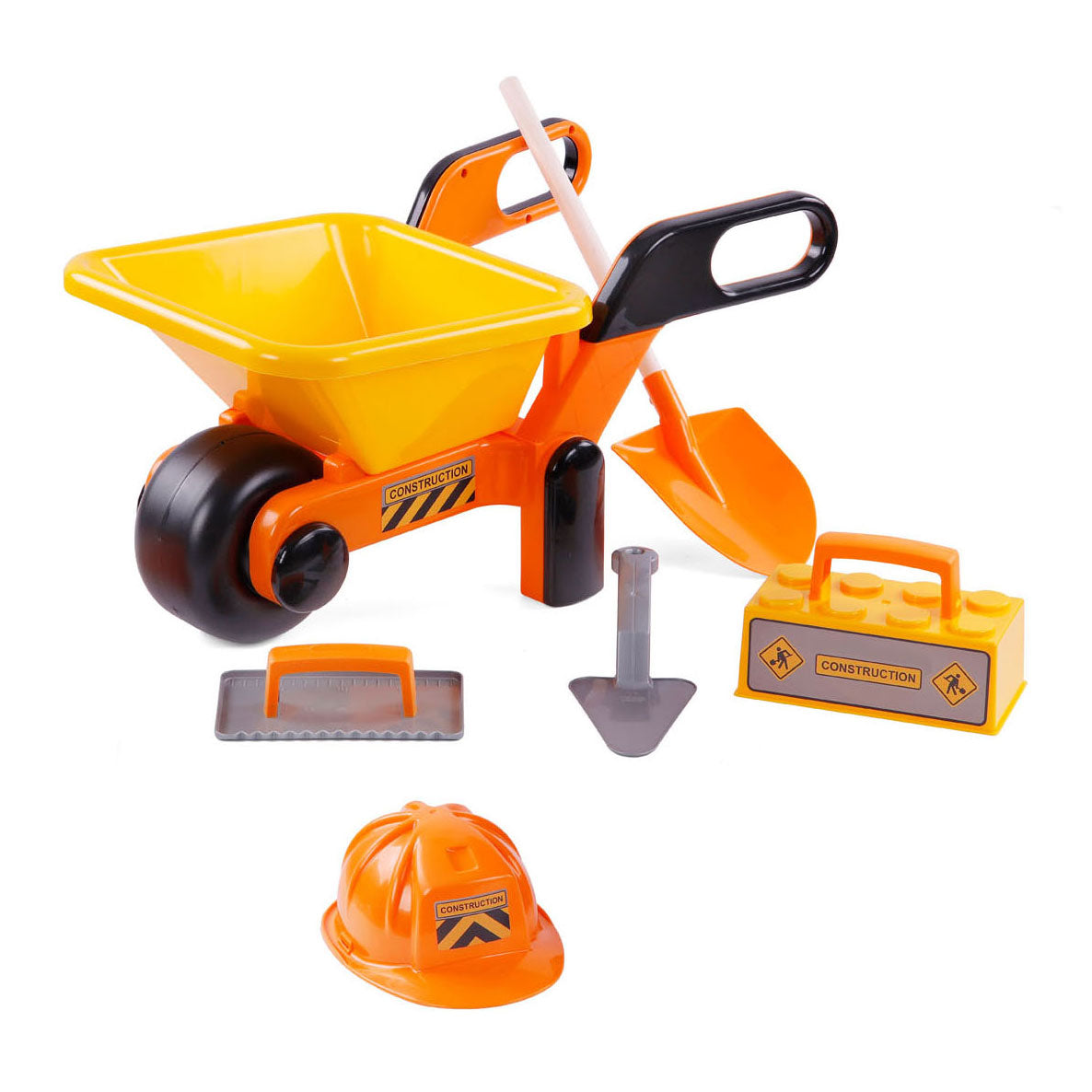 Cavallino wheelbarrow yellow with tools and helmet, 6 pcs.