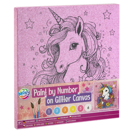 Grafix moxy painting by number glitter canvas 25x25cm