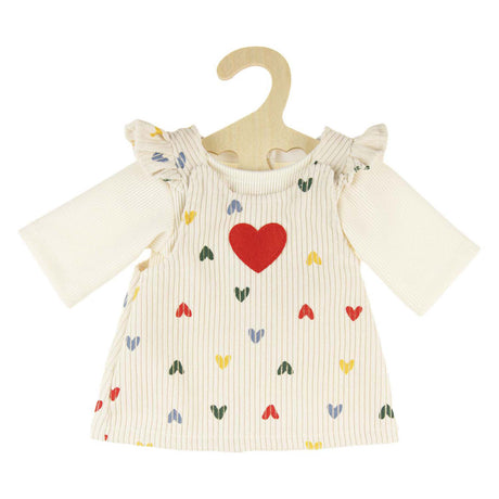 Heless poppen ribfluwelen jurk hartjesconfetti, 28-35 cm