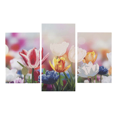 Kreativní řemesla skupina diamantová malba triptych sada - květiny