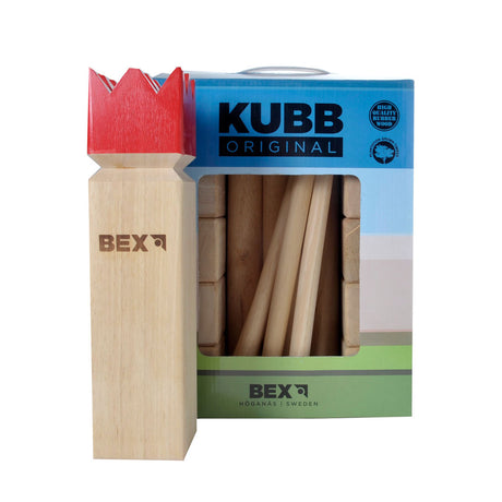 Bex kubb bois d'hévéa original avec roi rouge