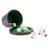 Longfield pokerkopp med lokk - inkludert 2 sett med terninger (16 mm) - terningsett - klassisk terningspill familiespill - englehjerte