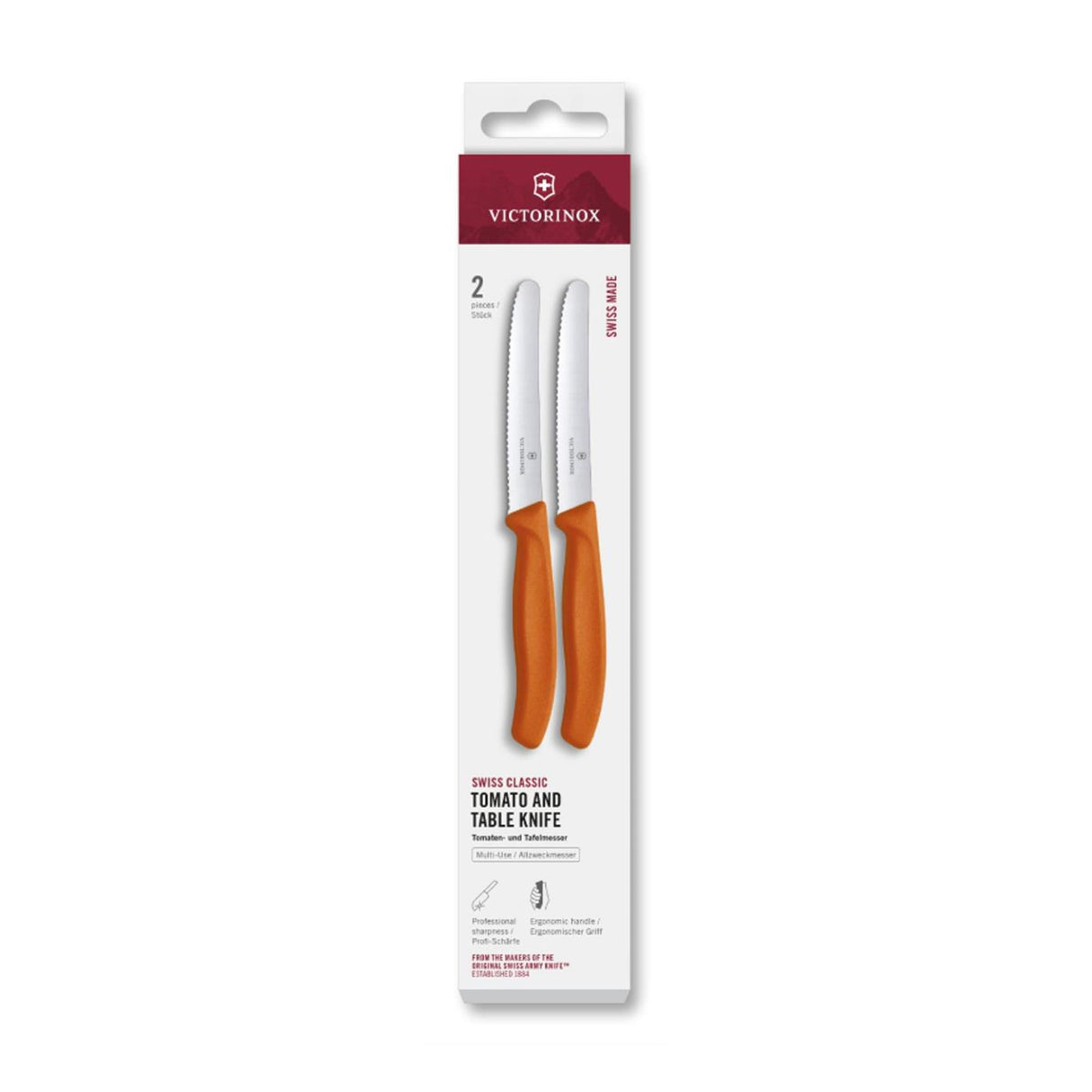 Couteau de table à tomates Victorinox 2 pièces orange dentelé