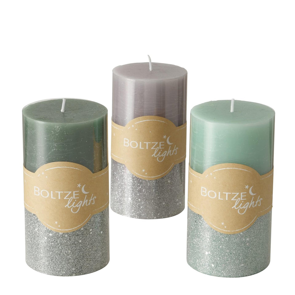 Boltze home pillar candle mariza ø7xh13cm, gray