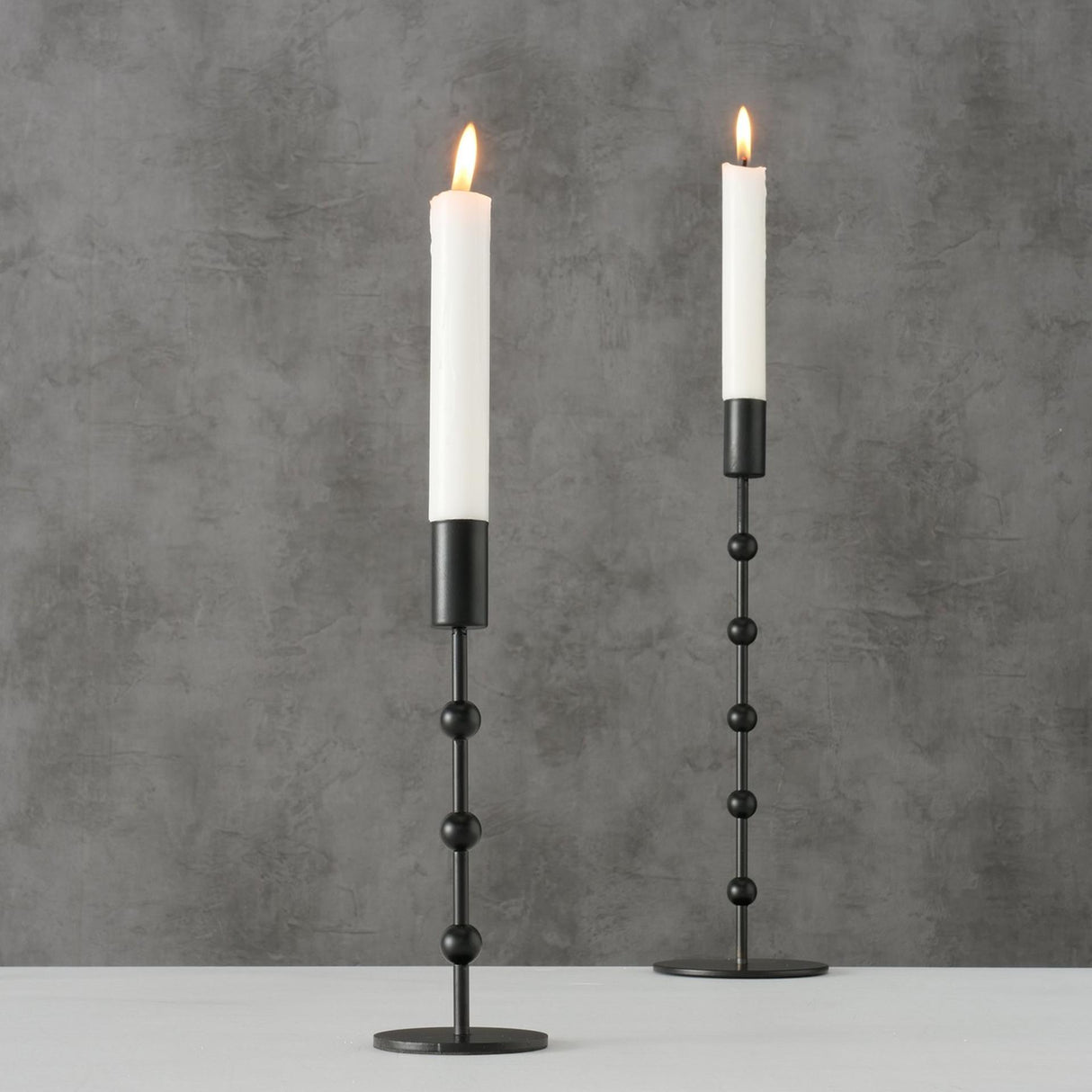 Boltze home candlestick metal black 2 pcs. h20-30cm