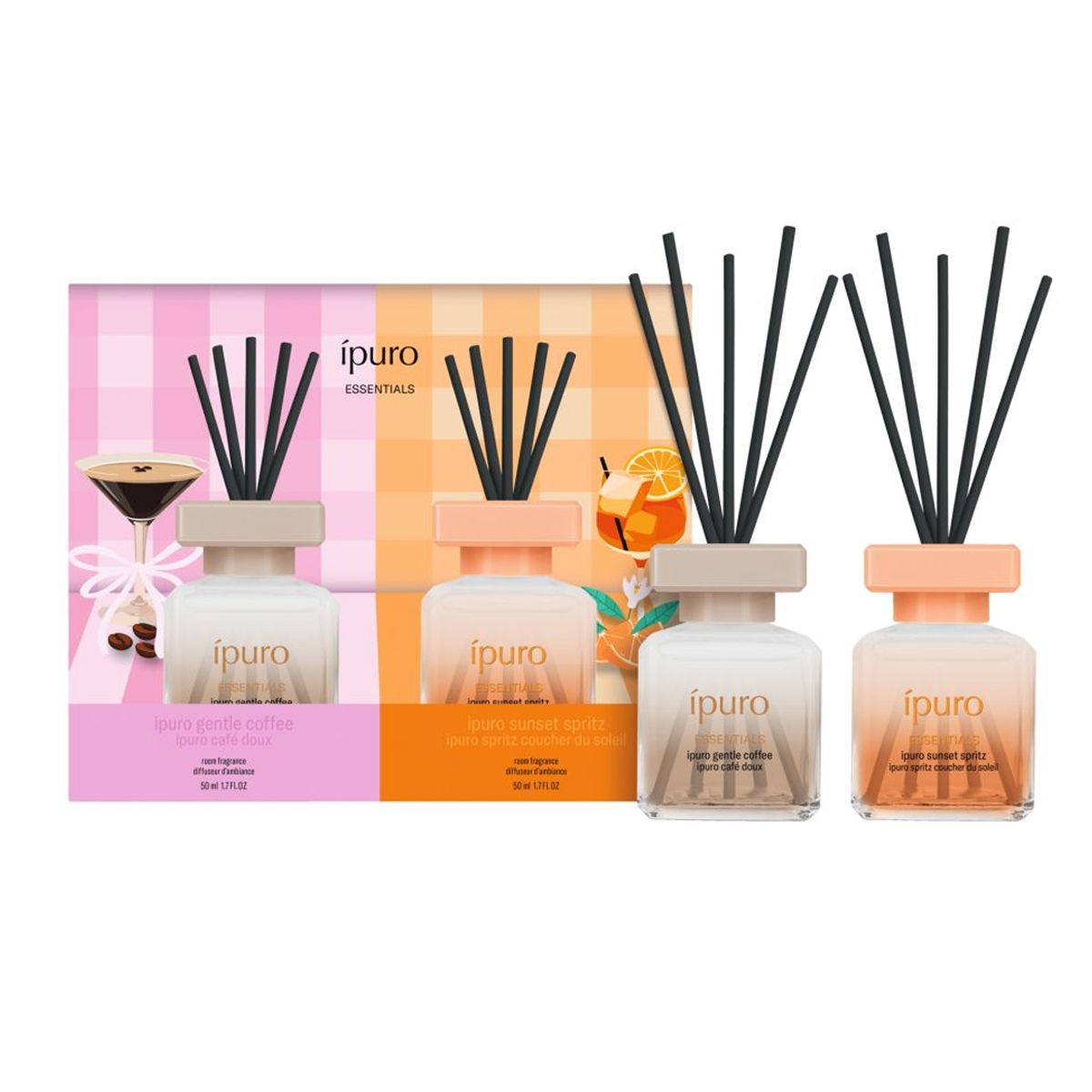Ipuro fragrance diffuser set gentle coffee sunset spritz 2x50ml
