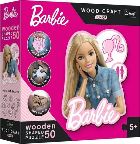Trefl träpussel junior - barbie 50 bitar - trähantverk.