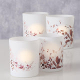 Boltze home glass tealight holder with leaf set of 2