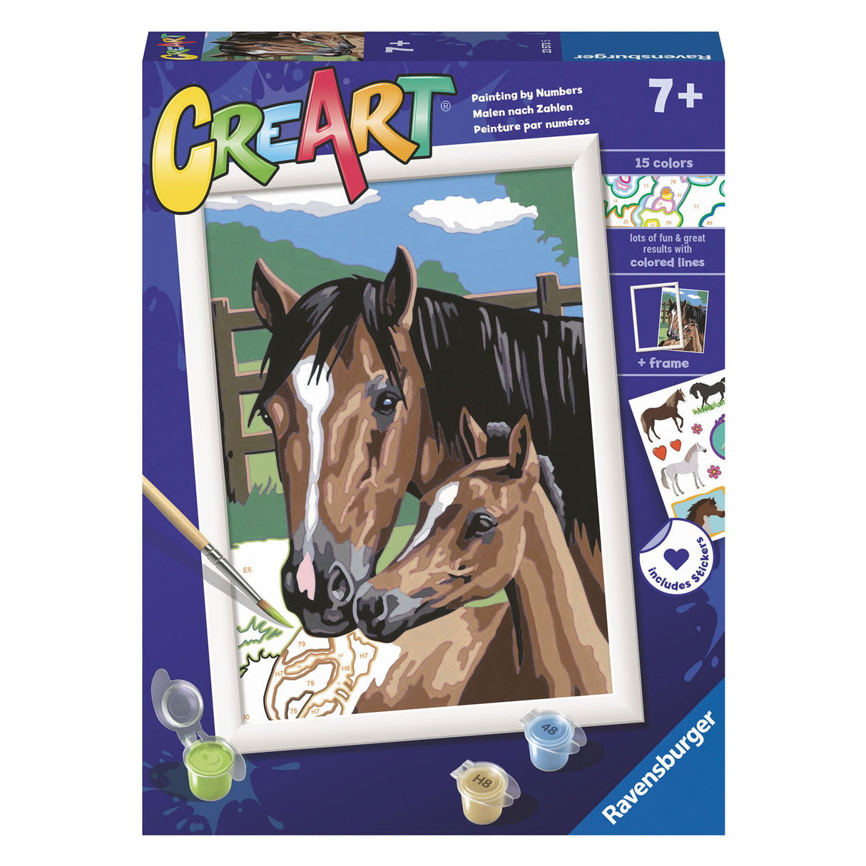 Ravensburger creart dažai pagal skaičių – kvailiojimai su kumeliukais