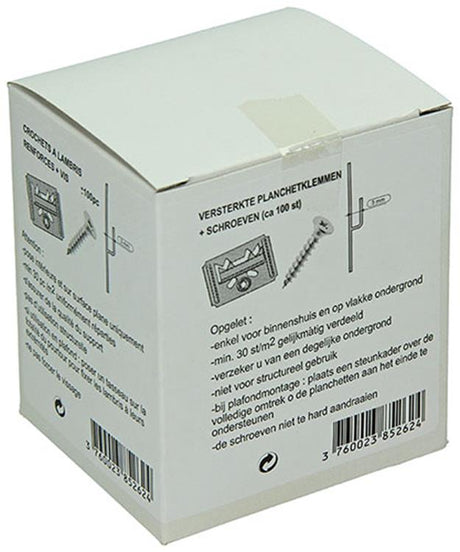 1004671 - 100 reinforced plank clamps with screws 3mm | 10 pieces