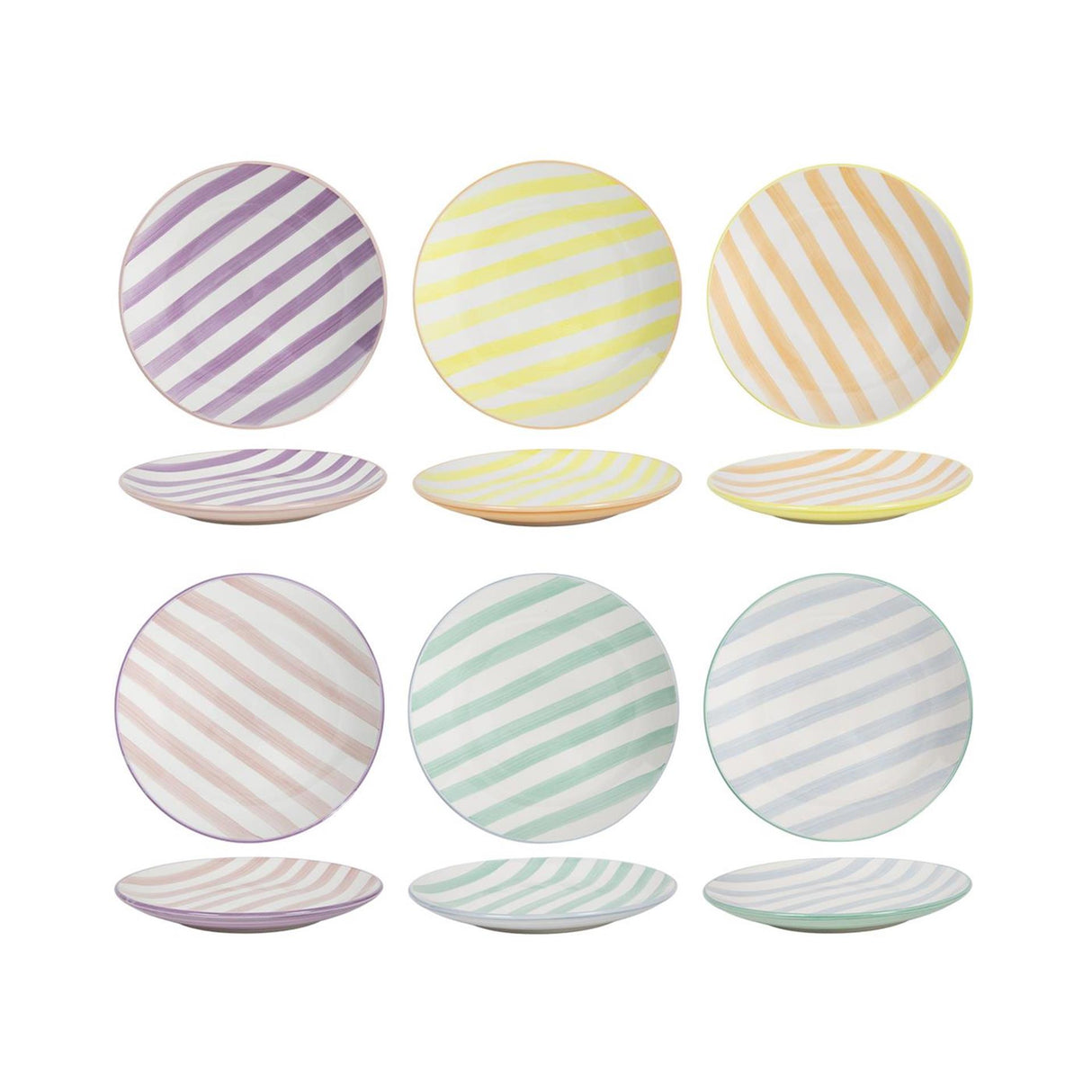 Frokosttallerken 2-tone pastell striper boks à 6 stk ø19cm