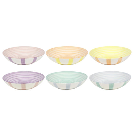 Deep plate 2-tone pastel stripes box of 6 pieces ø21cm