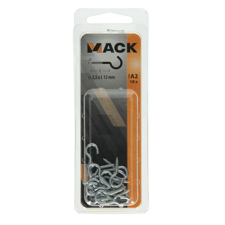 Mack 1017795 - screw hook steel galvanized 18pcs 2.5 x 12 mm | 10 pieces