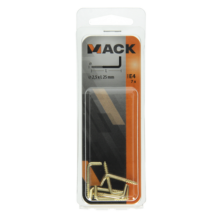 Mack 1019701 - screw hook brass 7 pcs 2.5 x 25mm | 10 pieces
