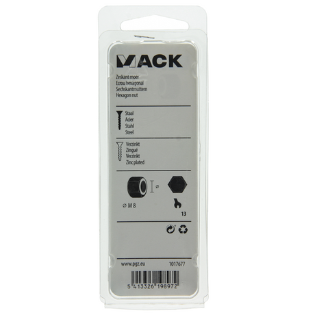 Mack 1017677 - hex nut steel zinc-plated 20 pcs m 8 | 10 pieces