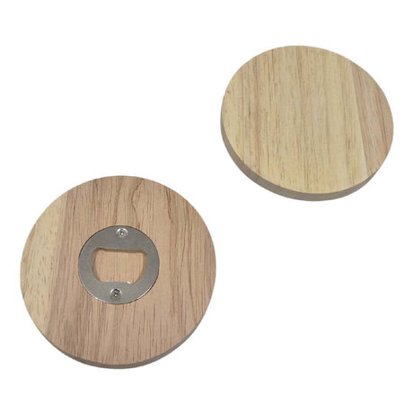 Playwood wooden bottle opener round, 9.5 cm