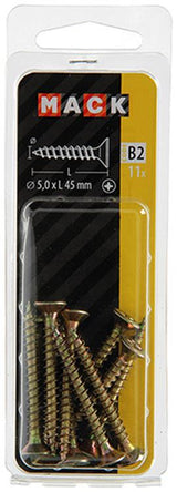 Mack 1017256 - chipboard screw countersunk head yellow passivated 11 pcs 5.0 x 45 mm | 10 pieces