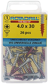Rotadrill 1039777 - universeelschroef vk pzd vz 4.0x30mm (26) | 6 stuks