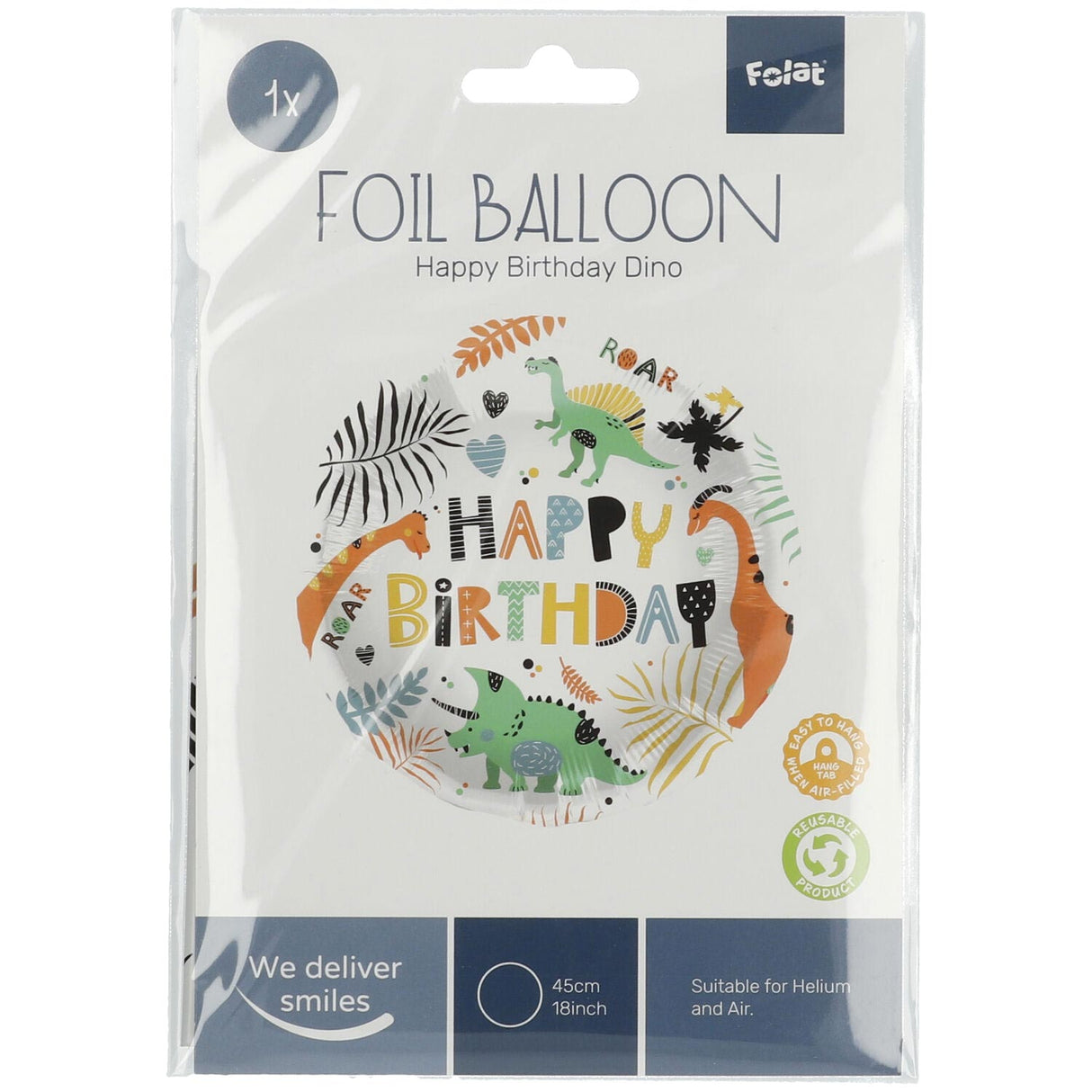 Folat bv ballon aluminium dinosaure 45 cm