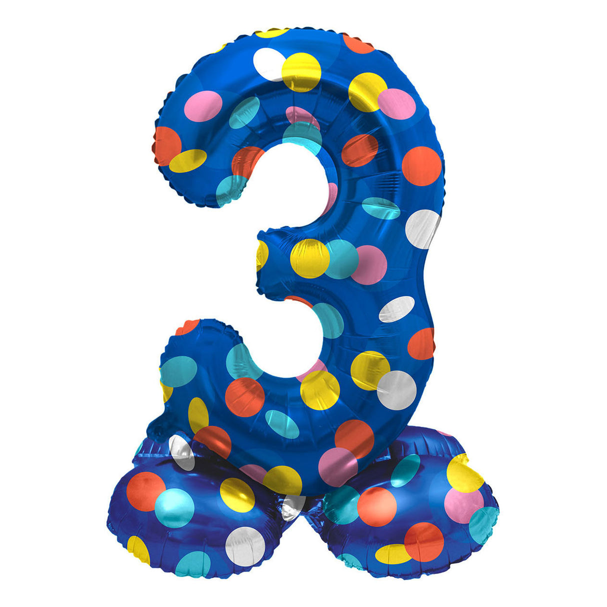 Folat standing foil balloon colorful dots number 3 - 72cm