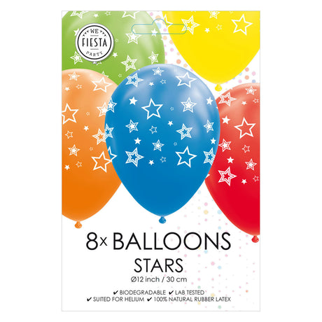 Globos Balloons Stars Mixed Colors 30cm, 8pcs.