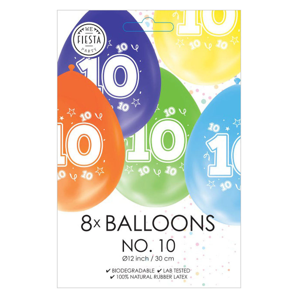 Globos-Luftballons 2-seitig bedruckt Zahl 10, 8 Stk.