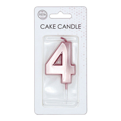 Globos cake candle 6cm metallic rose gold no. 4