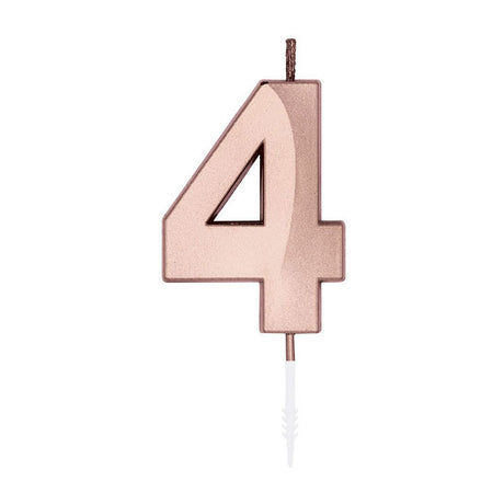Globos cake candle 6cm metallic rose gold no. 4