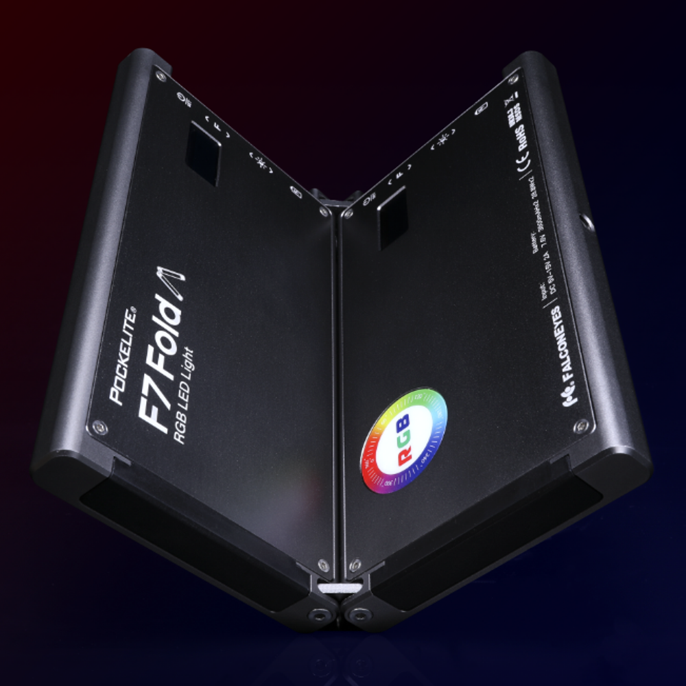 Falcon olhos lâmpada led rgb pockelite f7 dobrável