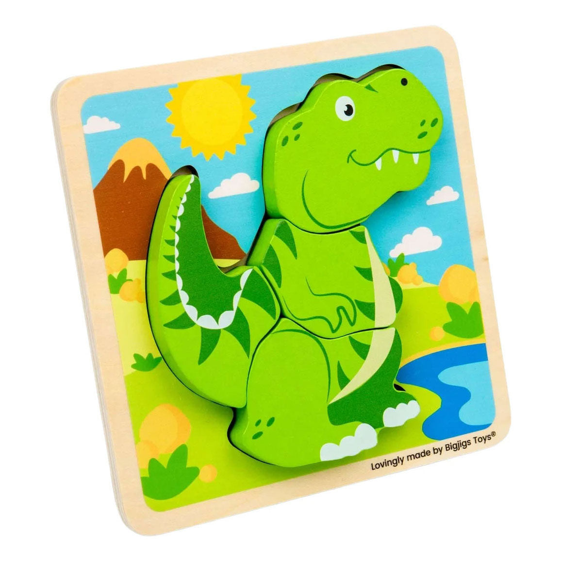 Bigjigs wooden shape puzzle t-rex - 4 pcs.