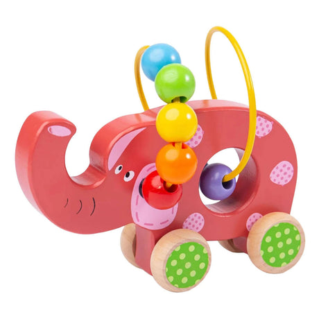 Bigjigs Wooden Push-Along Elephant with Bead Maze