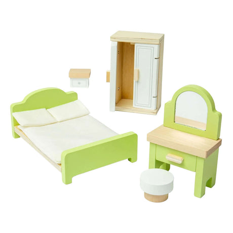 Bigjigs Wooden Dollhouse Furniture Bedroom - 5-piece