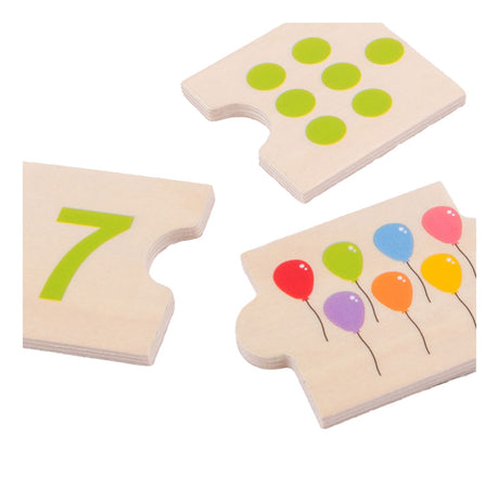 Bigjigs Wooden Number Puzzle Tiles, 30 pieces