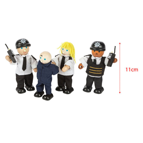 Tidlo police officers and thief wood 11 cm black 4 pieces
