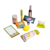 Conjunto de compras em madeira Bigjigs, 17 peças.