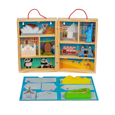Ensemble de jeu de voyage en bois Bigjigs, 10 pièces.