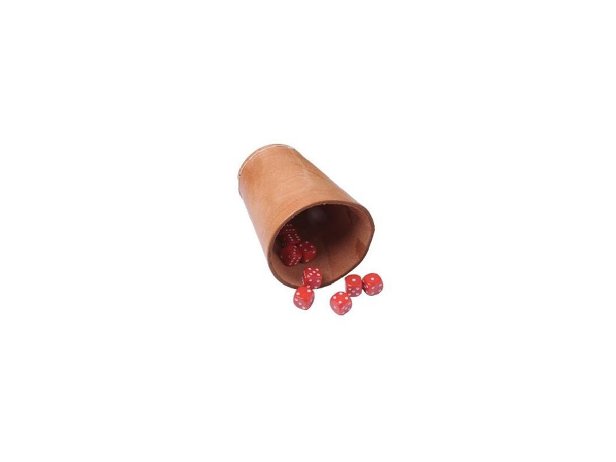 Longfield Pokerbecher Leder natur - 10 cm hoch - Durchmesser 7 cm - Würfelbecher für Poker und Würfelspiele - Engelsherz