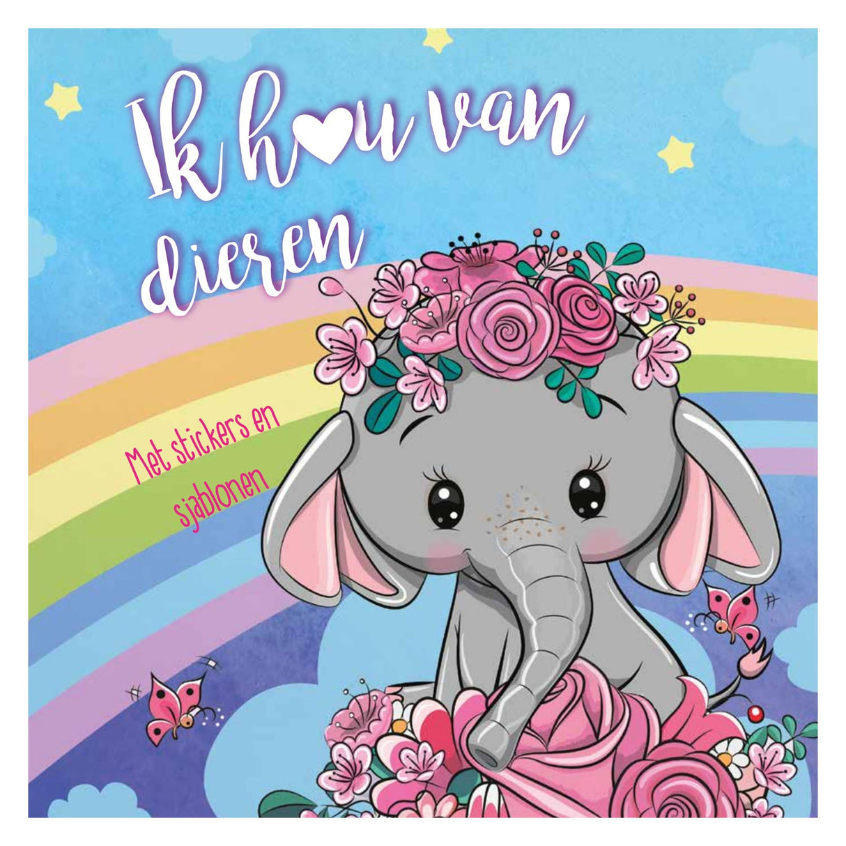 Mondikaarten Sticker and Stencil Book I Love Animals