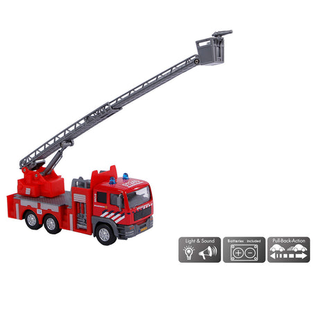 Kids globe die-cast fire engine ladder truck, 16cm