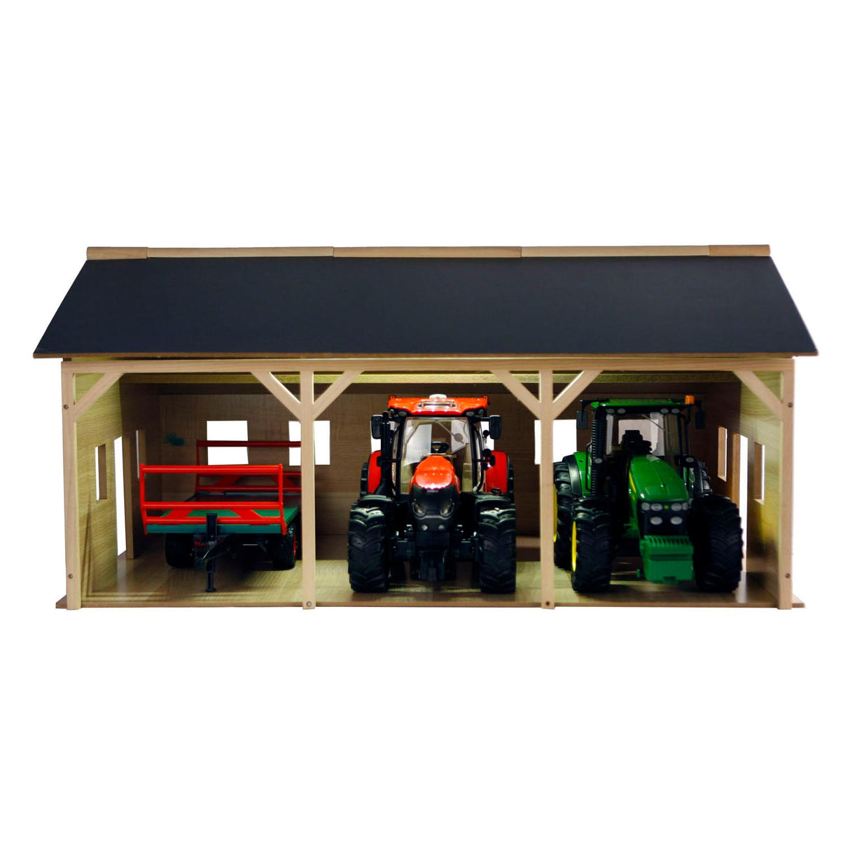 Kids Globe wooden farm shed for 3 tractors, 1:16