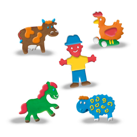 Ses creative - my first - clay mega set - tools and clay shapes - gluten-free clay in bright colors - does not dry out - farm theme - with wooden rolling pin and hammer