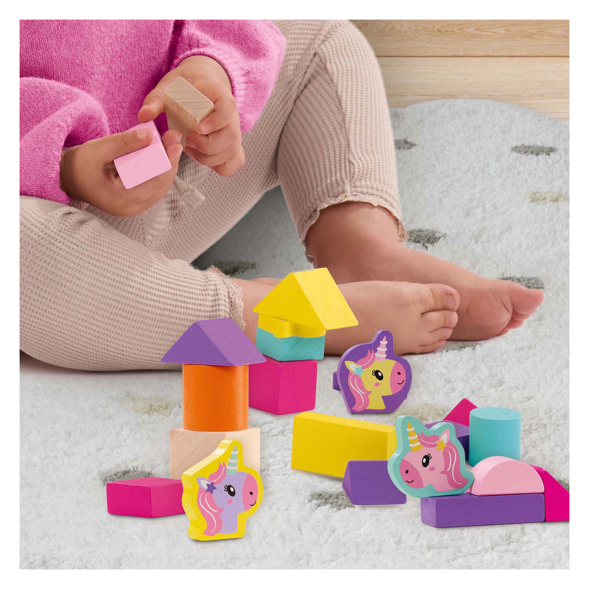 Ses wooden building blocks unicorn, 52 pcs.