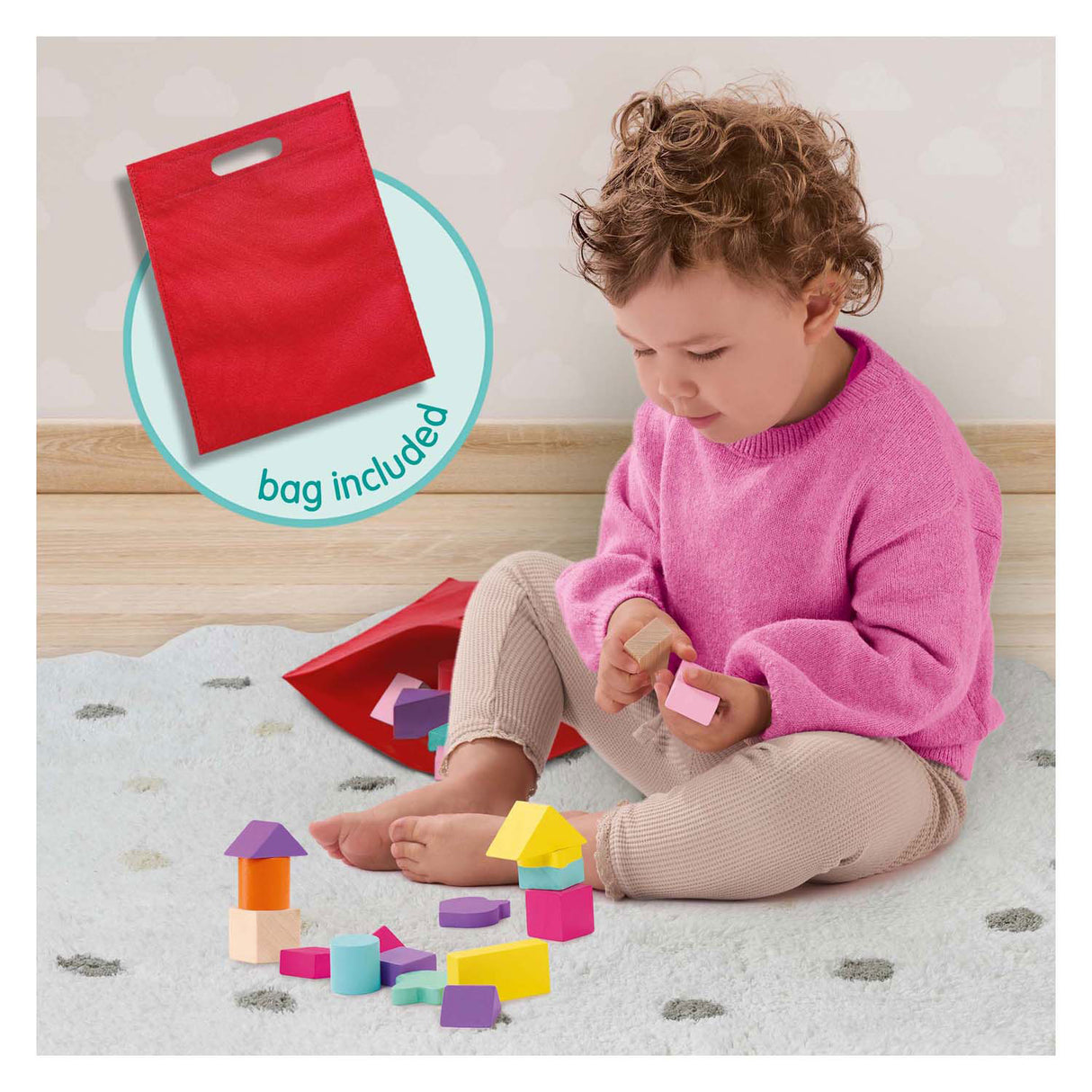 Ses wooden building blocks unicorn, 52 pcs.