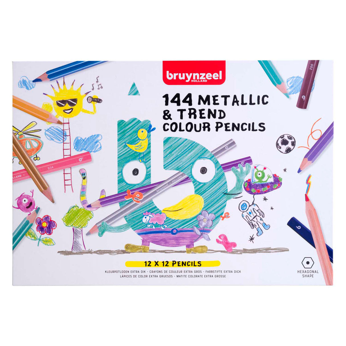 Bruynzeel mega colored pencil set metallic trend colors