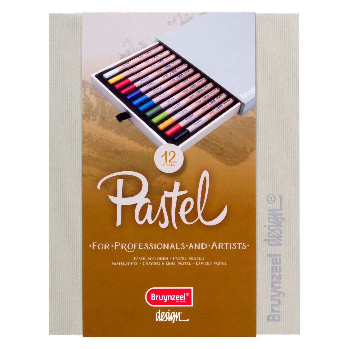 Bosca peann luaidhe pastel deartha Bruynzeel, 12 dathanna