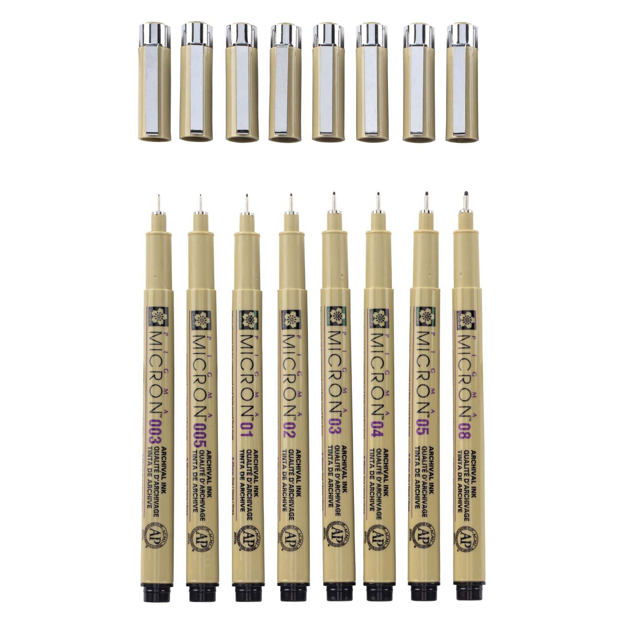 Sakura pigma micron pencil case 8 fineliners black